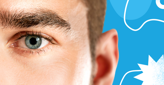 A photo of a man with half of his face visible, showing a blue eye